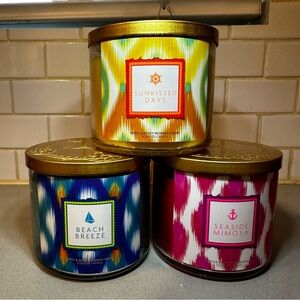 BBW Bath And Body Works VHTF Seaside Escape 3 Wick Candle Collection COMPLETE